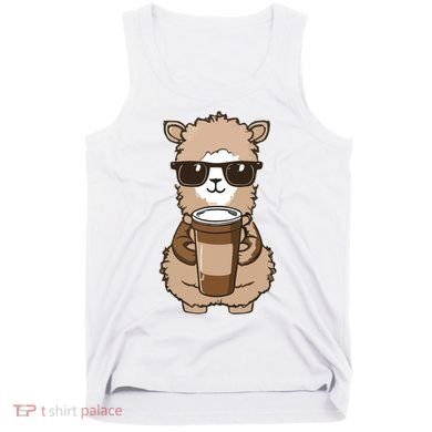 Alpaca Drinking Coffee Funny Llama And Coffee Lover Tank Top