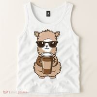 Alpaca Drinking Coffee Funny Llama And Coffee Lover Tank Top thumb 2