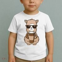 Alpaca Drinking Coffee Funny Llama And Coffee Lover Toddler T-Shirt thumb 2