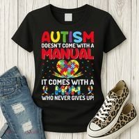 Autism Doesn't Come With A Manual Autism Awareness Support Women's T-Shirt thumb 3