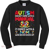 Autism Doesn't Come With A Manual Autism Awareness Support Kids Sweatshirt thumb 0