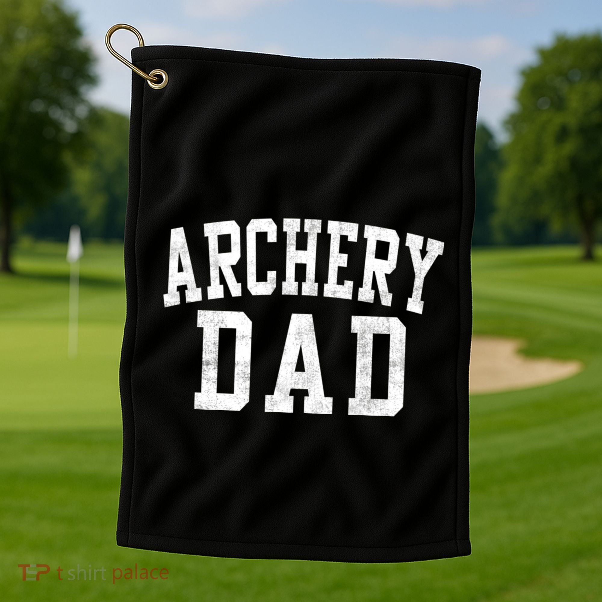 Archery Dad Classic Bold Font FatherS Day Daddy Golf Towel