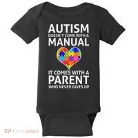 Autism Doesn't Come With A Manual Autism Mom Dad Baby Bodysuit thumb 0