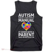 Autism Doesn't Come With A Manual Autism Mom Dad Tank Top thumb 0
