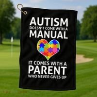 Autism Doesn't Come With A Manual Autism Mom Dad Golf Towel thumb 1