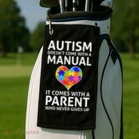 Autism Doesn't Come With A Manual Autism Mom Dad Golf Towel thumb 2