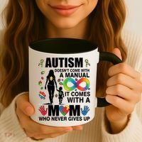 Autism Doesn't Come With A Manual It Comes With A Mom Who Never Gives Up Coffee Mug thumb 3