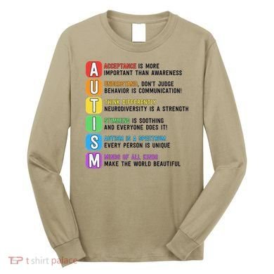 Autism Definitions Chart Special Ed Teacher Neurodiversity Long Sleeve Shirt