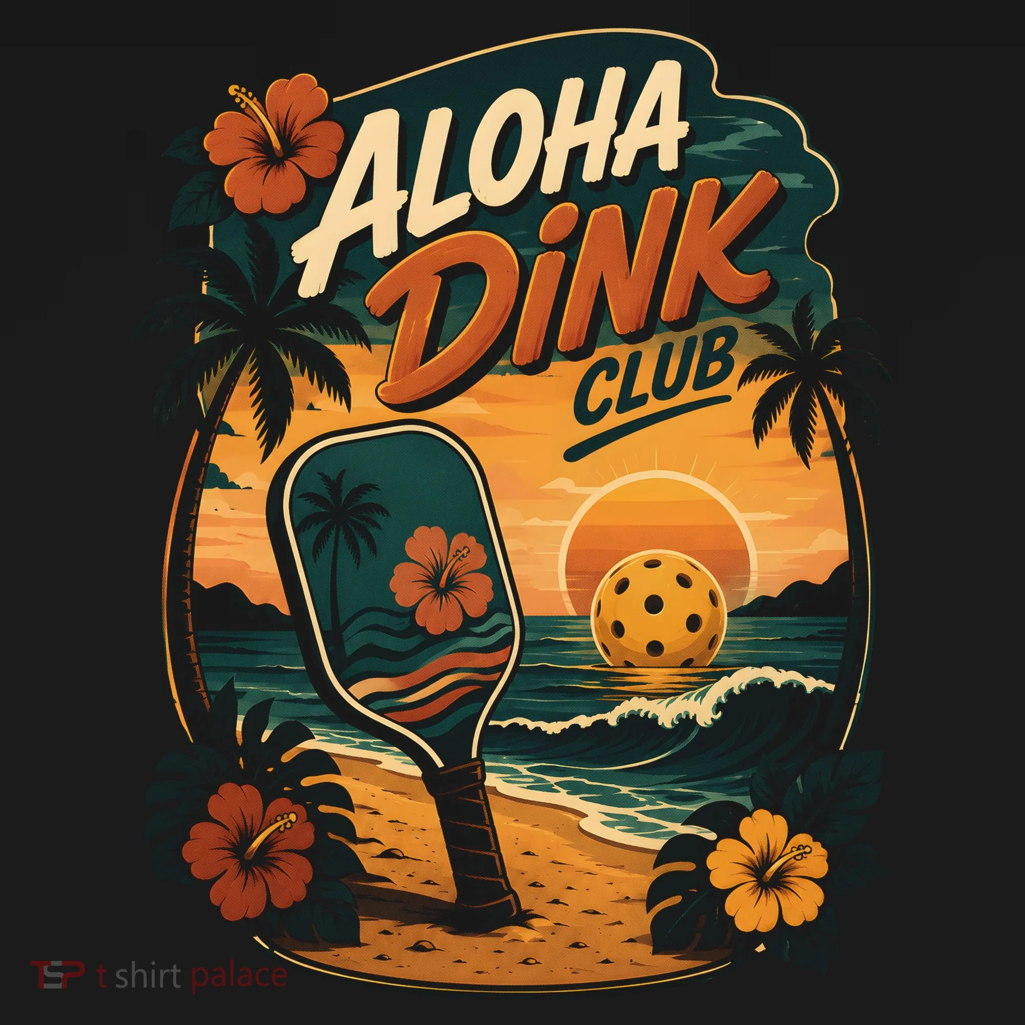 Aloha Dink Club Pickleball Funny Ornament