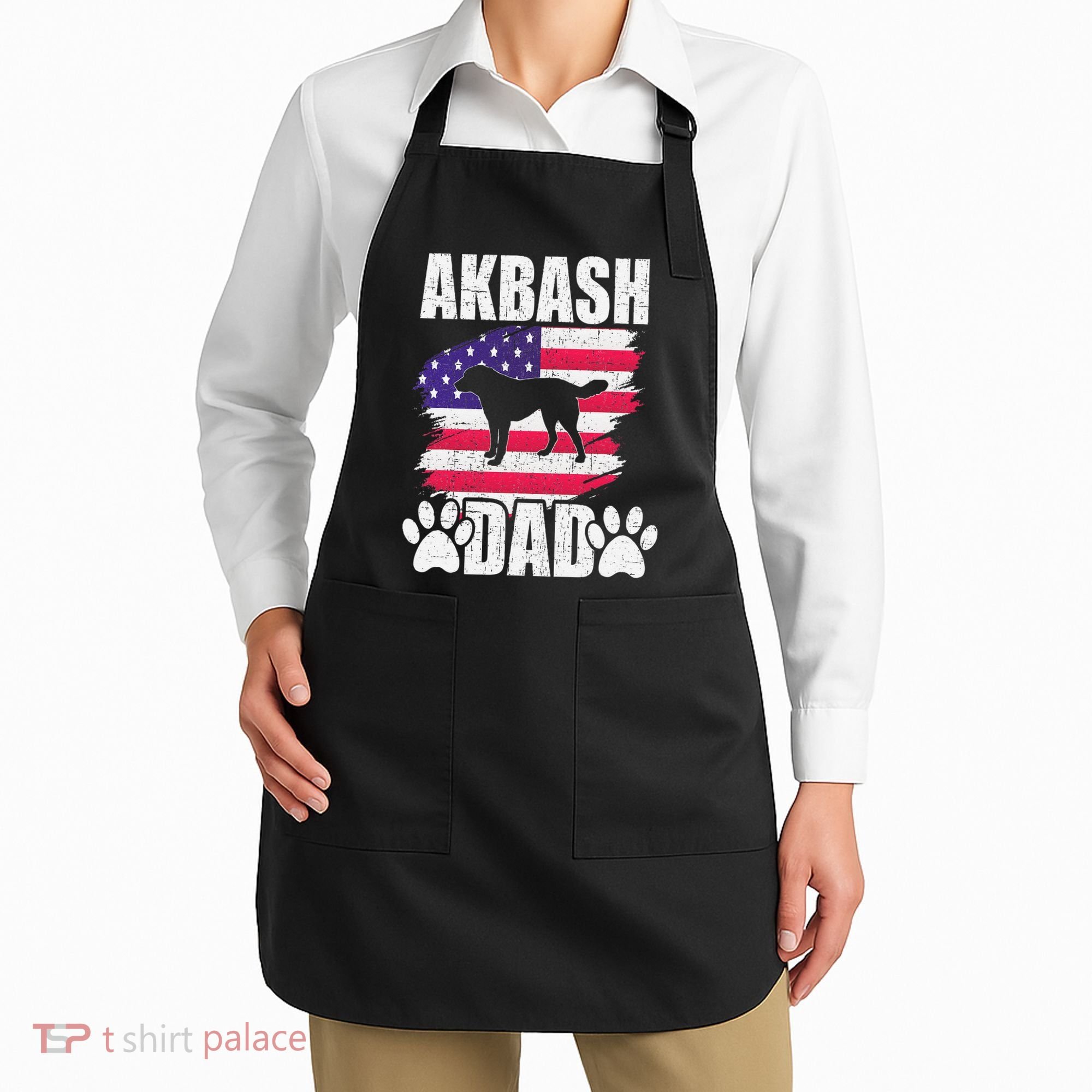 Akbash Dad Dog Lover American Us Flag Apron