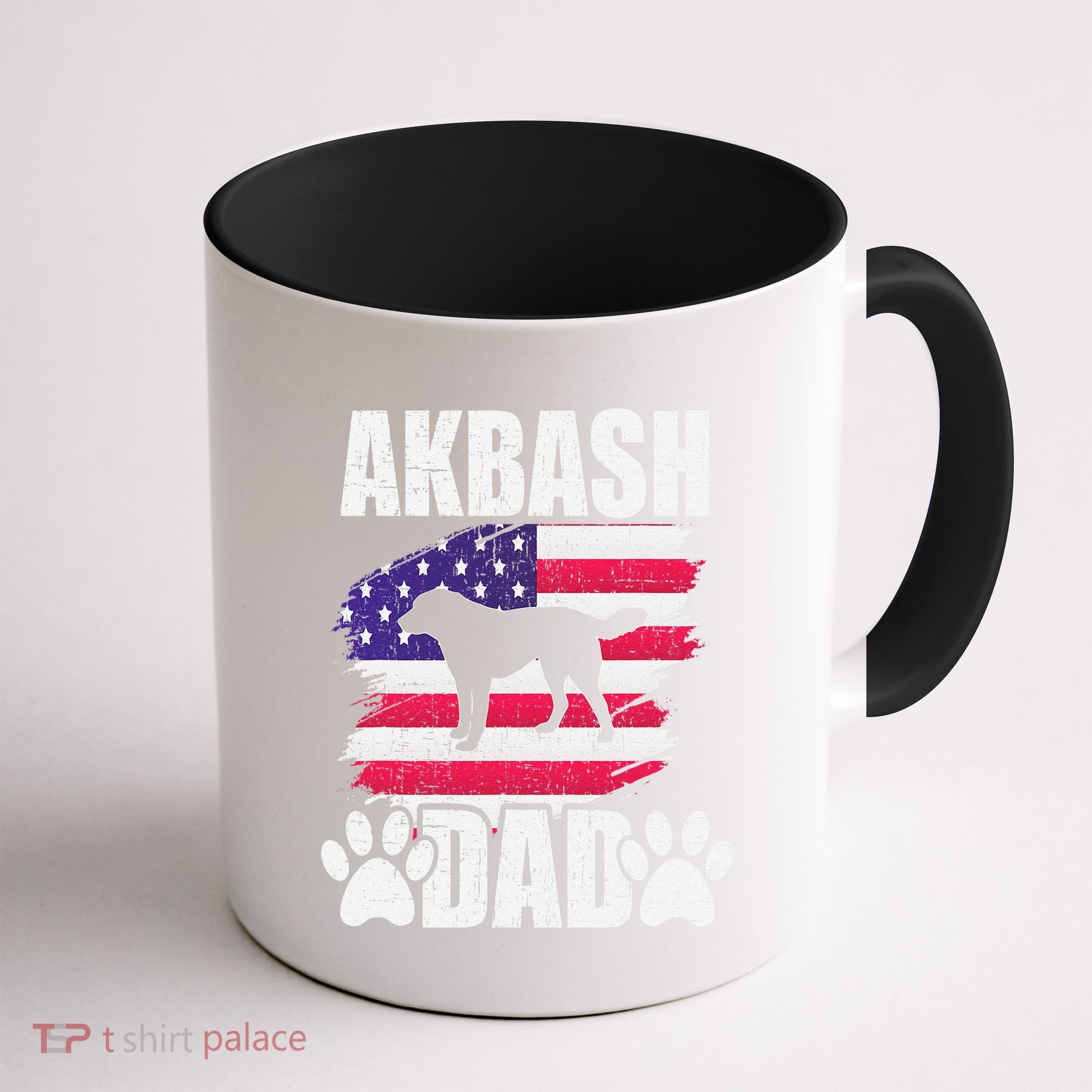 Akbash Dad Dog Lover American Us Flag Coffee Mug
