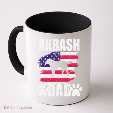 Akbash Dad Dog Lover American Us Flag Coffee Mug