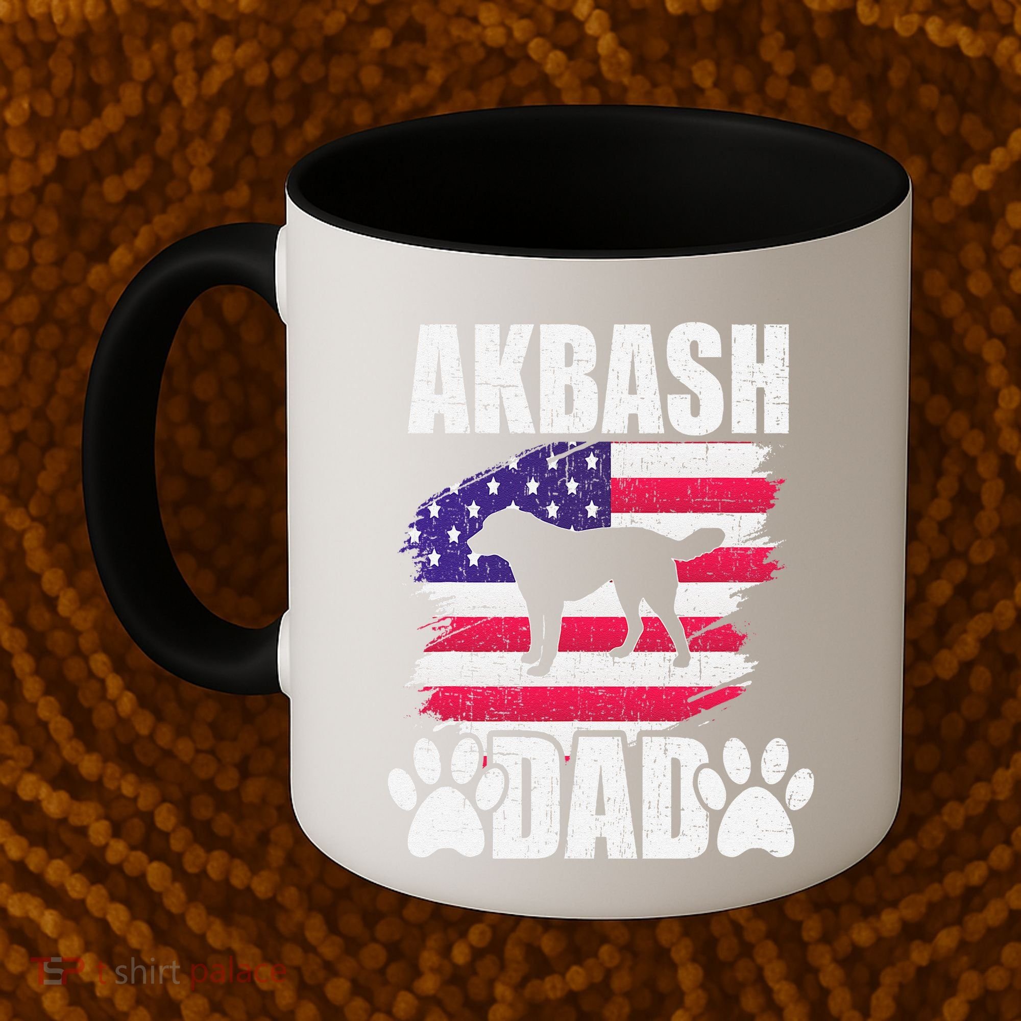 Akbash Dad Dog Lover American Us Flag Coffee Mug