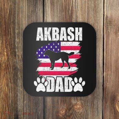 Akbash Dad Dog Lover American Us Flag Coaster