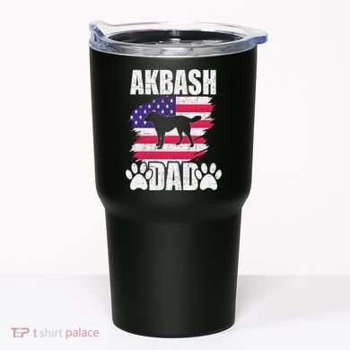 Akbash Dad Dog Lover American Us Flag Tumbler