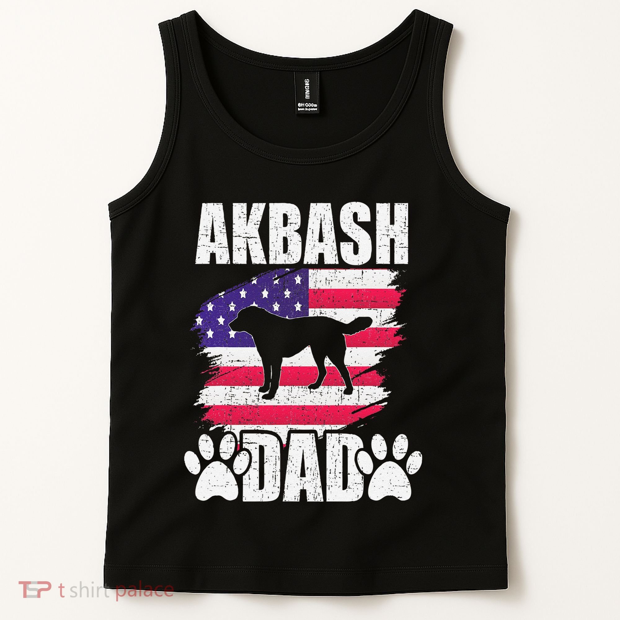 Akbash Dad Dog Lover American Us Flag Tank Top