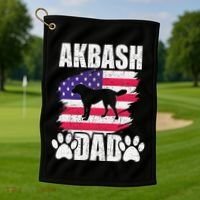 Akbash Dad Dog Lover American Us Flag Golf Towel thumb 1