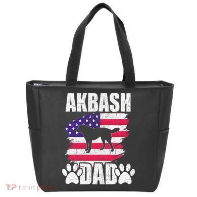 Akbash Dad Dog Lover American Us Flag Tote Bag