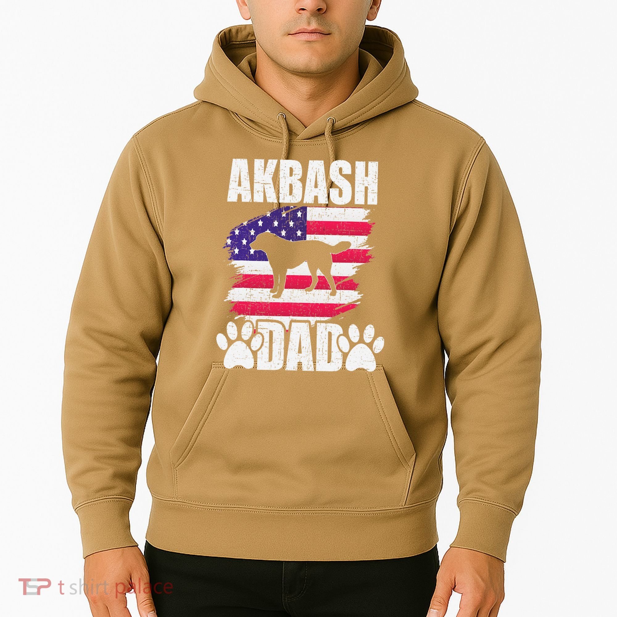 Akbash Dad Dog Lover American Us Flag Hoodie