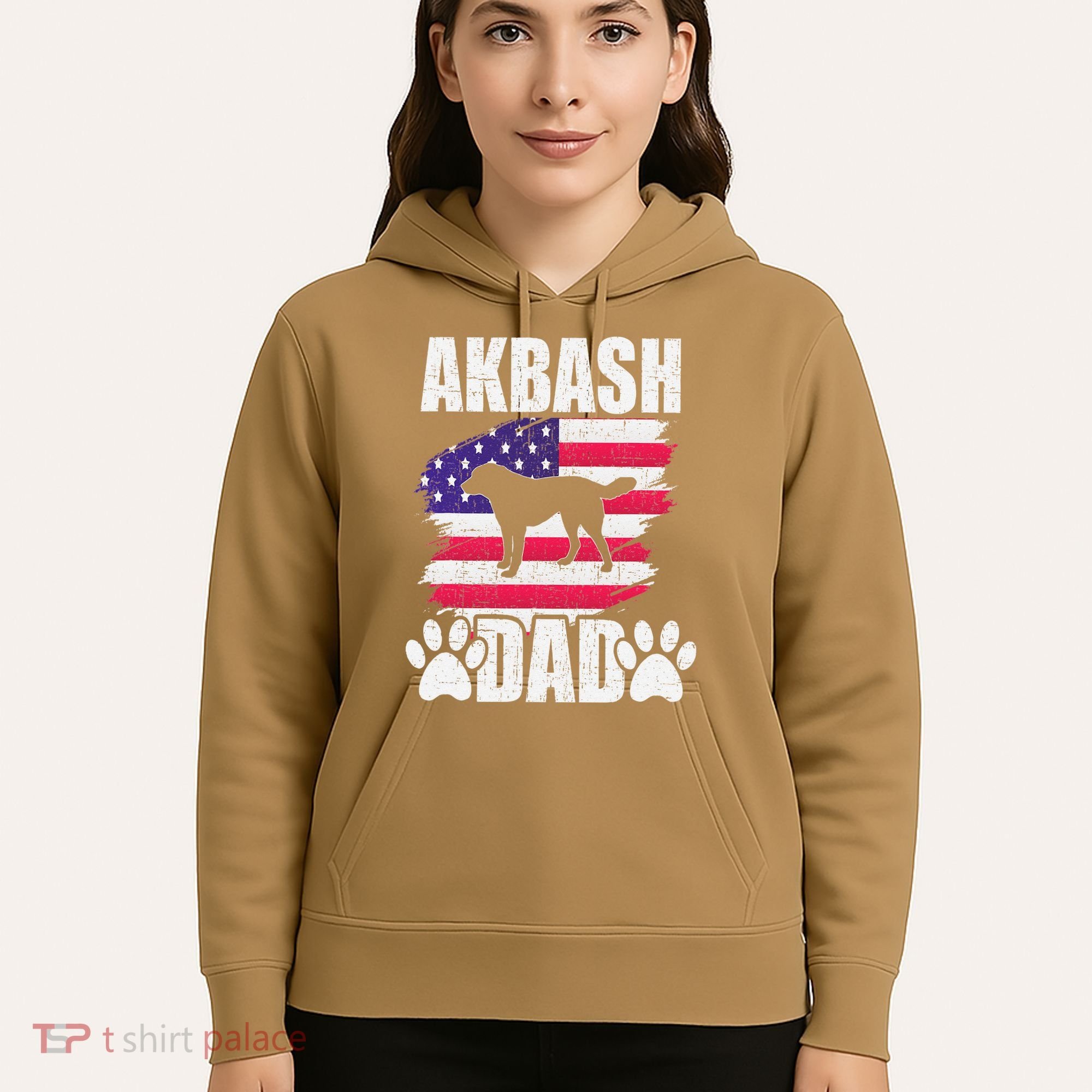 Akbash Dad Dog Lover American Us Flag Hoodie