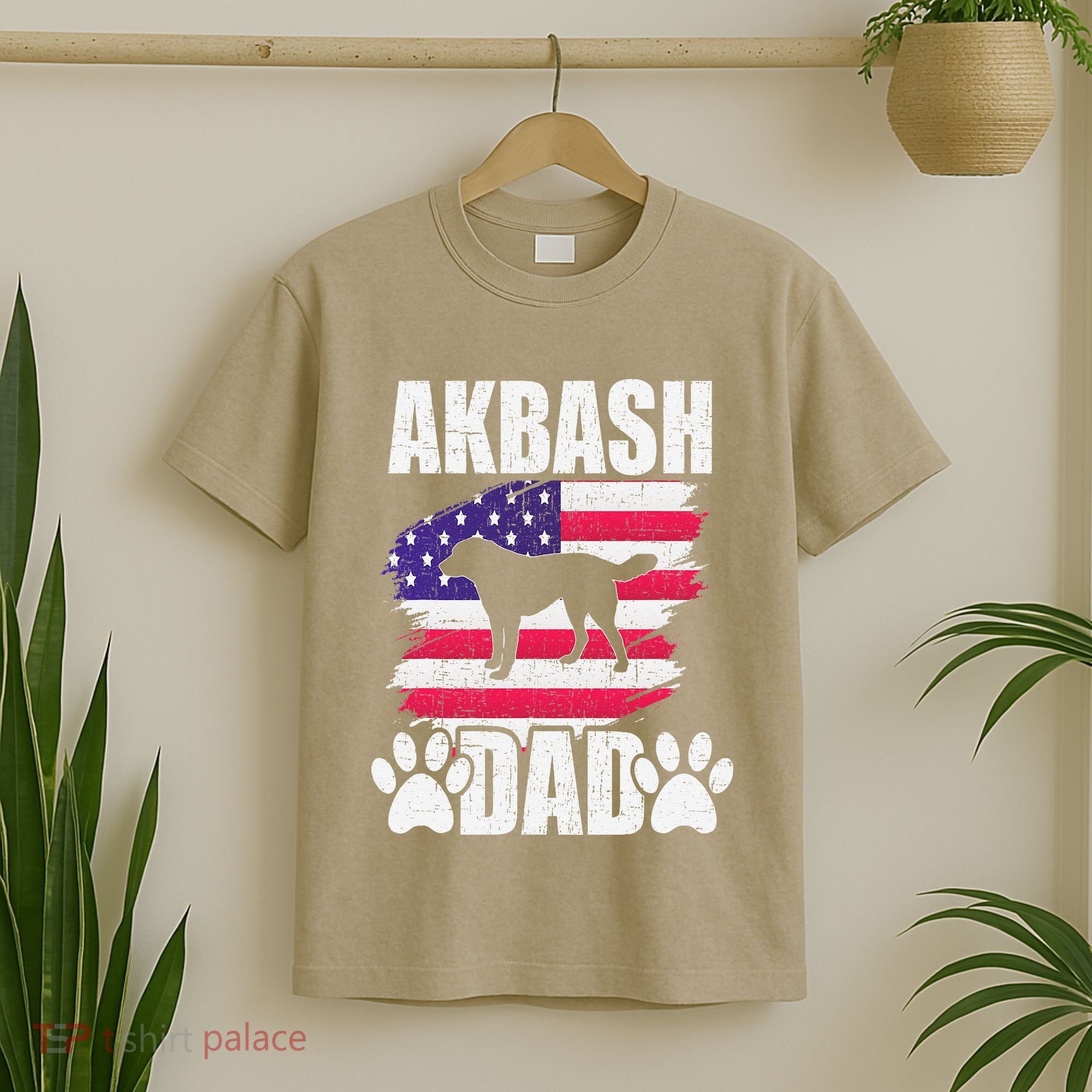 Akbash Dad Dog Lover American Us Flag T-Shirt