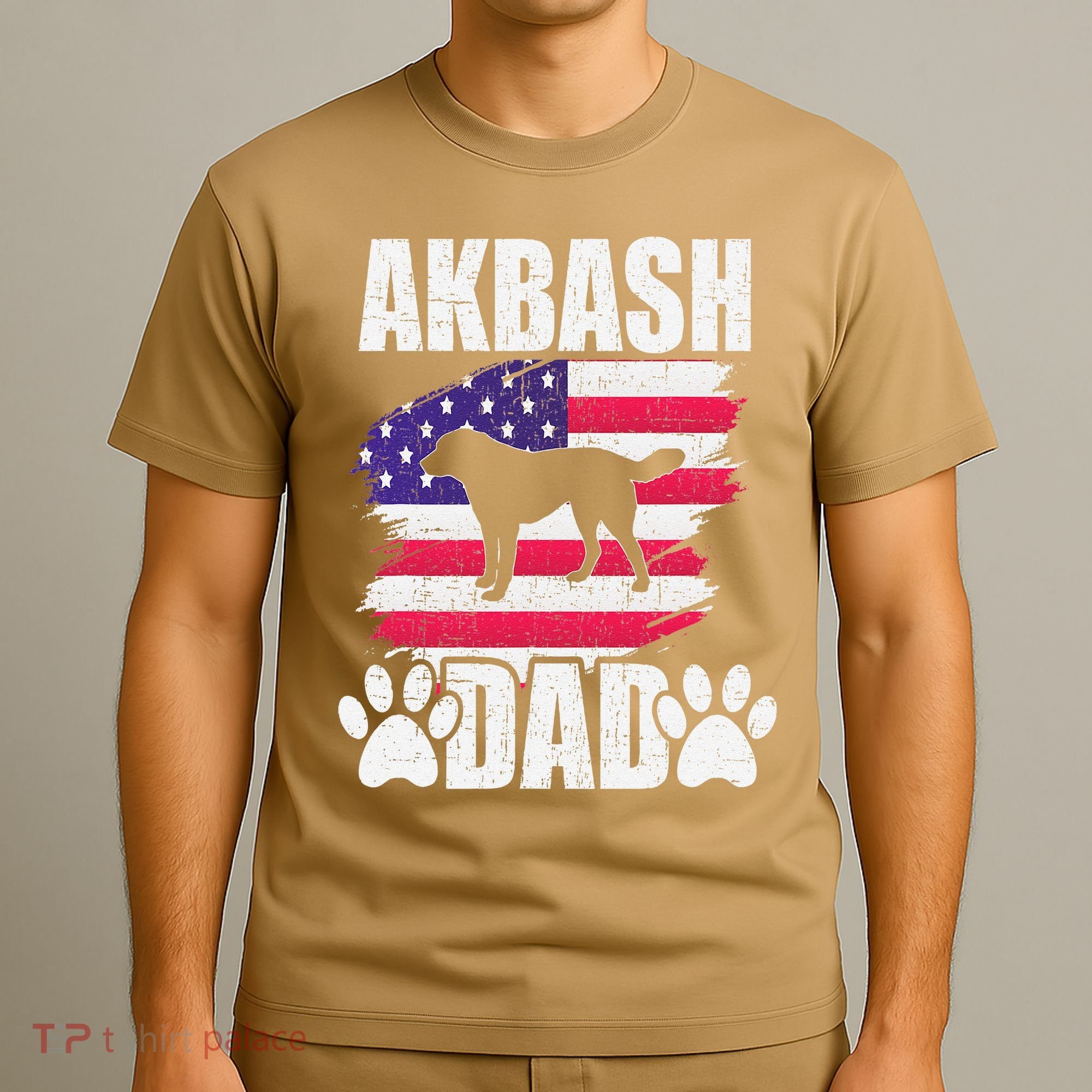 Akbash Dad Dog Lover American Us Flag T-Shirt
