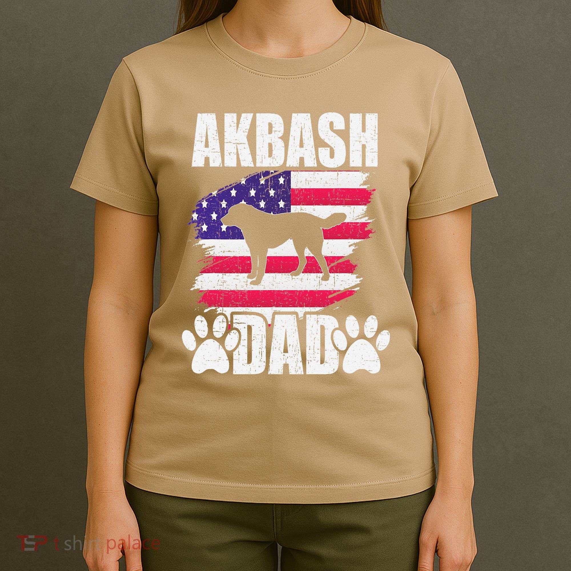Akbash Dad Dog Lover American Us Flag T-Shirt