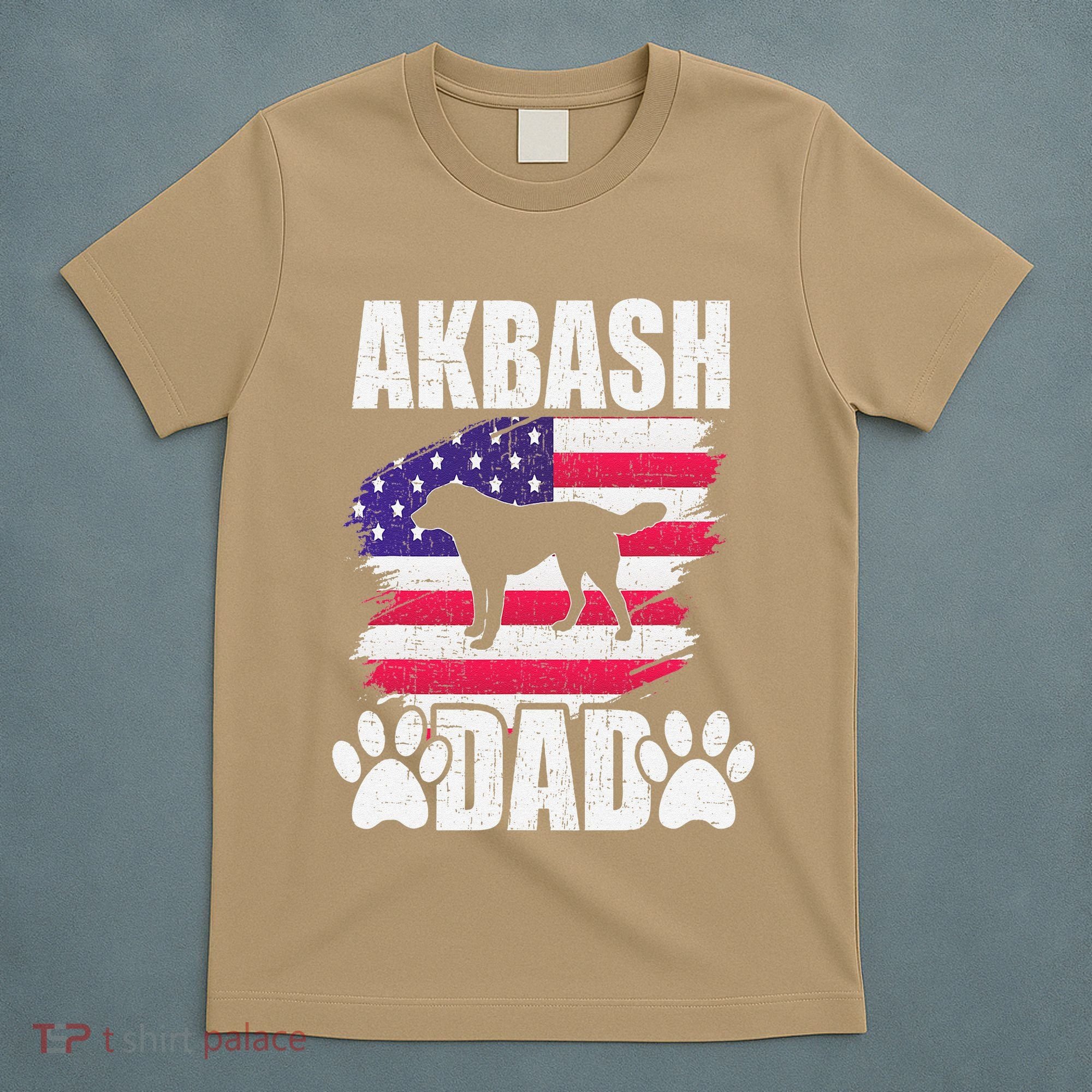 Akbash Dad Dog Lover American Us Flag T-Shirt