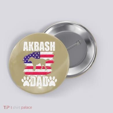 Akbash Dad Dog Lover American Us Flag Button