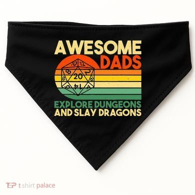 Awesome Dads Explore Dungeons DM RPG Dice Dragon USA-Made Doggie Bandana