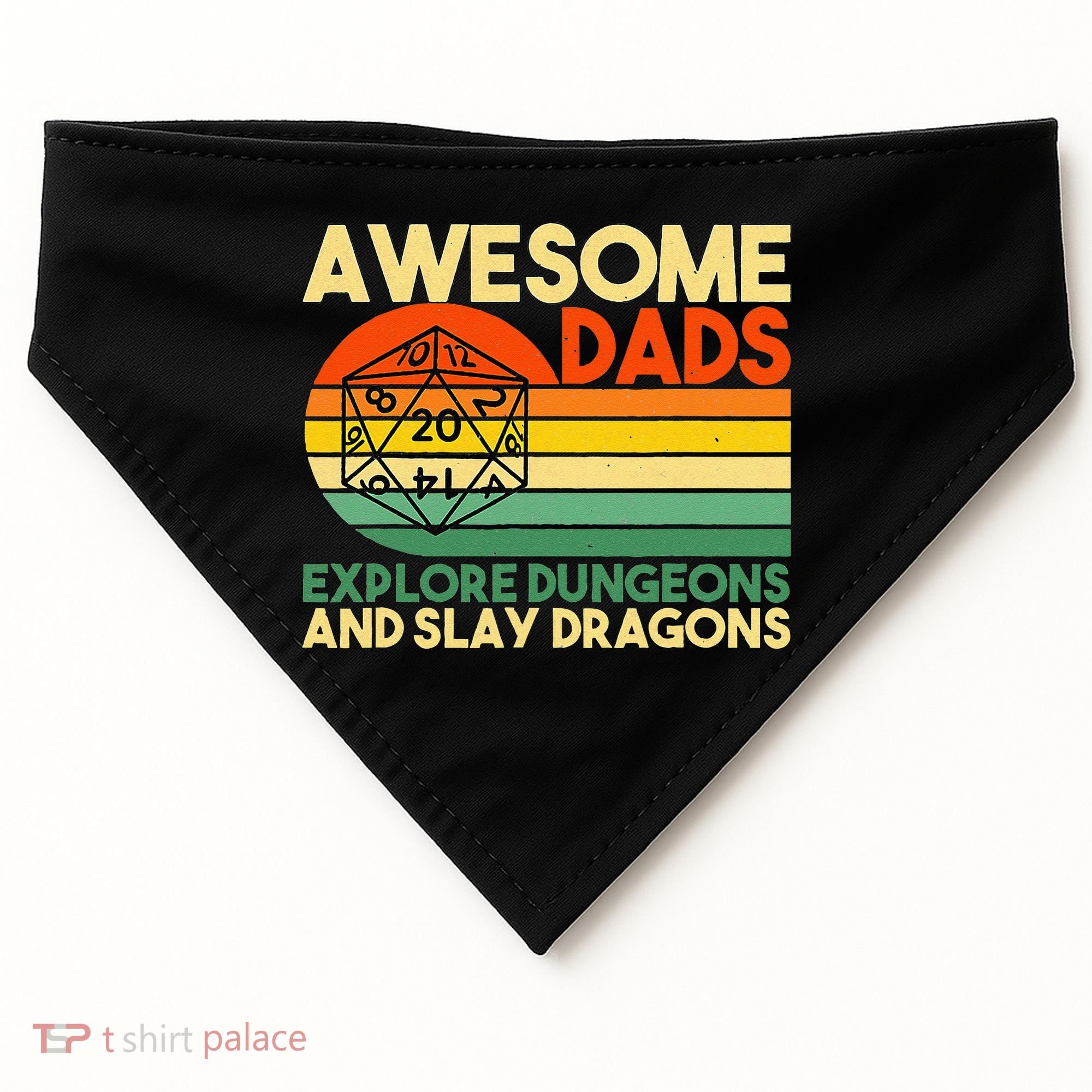 Awesome Dads Explore Dungeons DM RPG Dice Dragon USA-Made Doggie Bandana