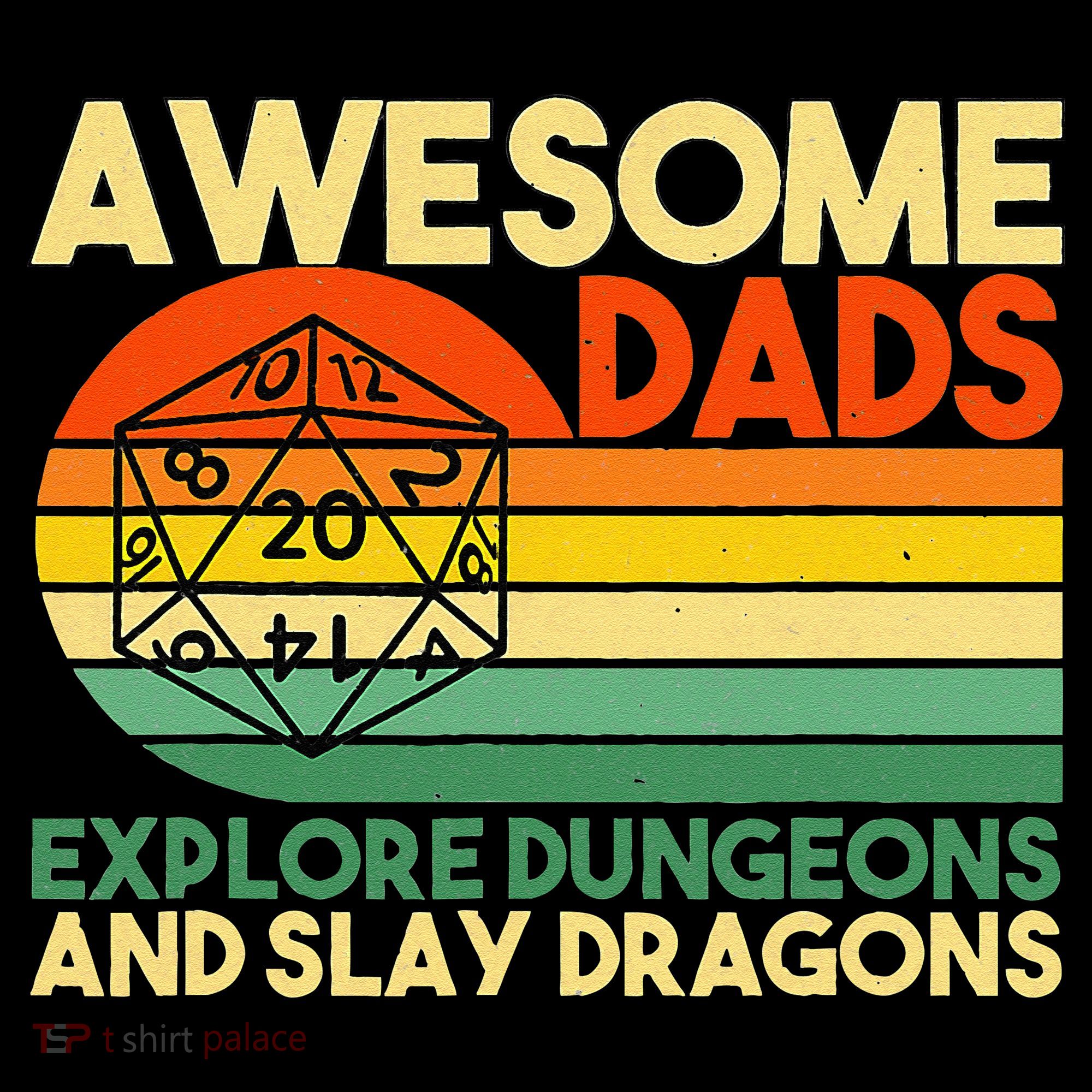 Awesome Dads Explore Dungeons DM RPG Dice Dragon Backpack