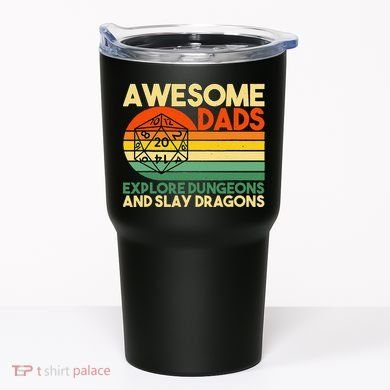 Awesome Dads Explore Dungeons DM RPG Dice Dragon Tumbler