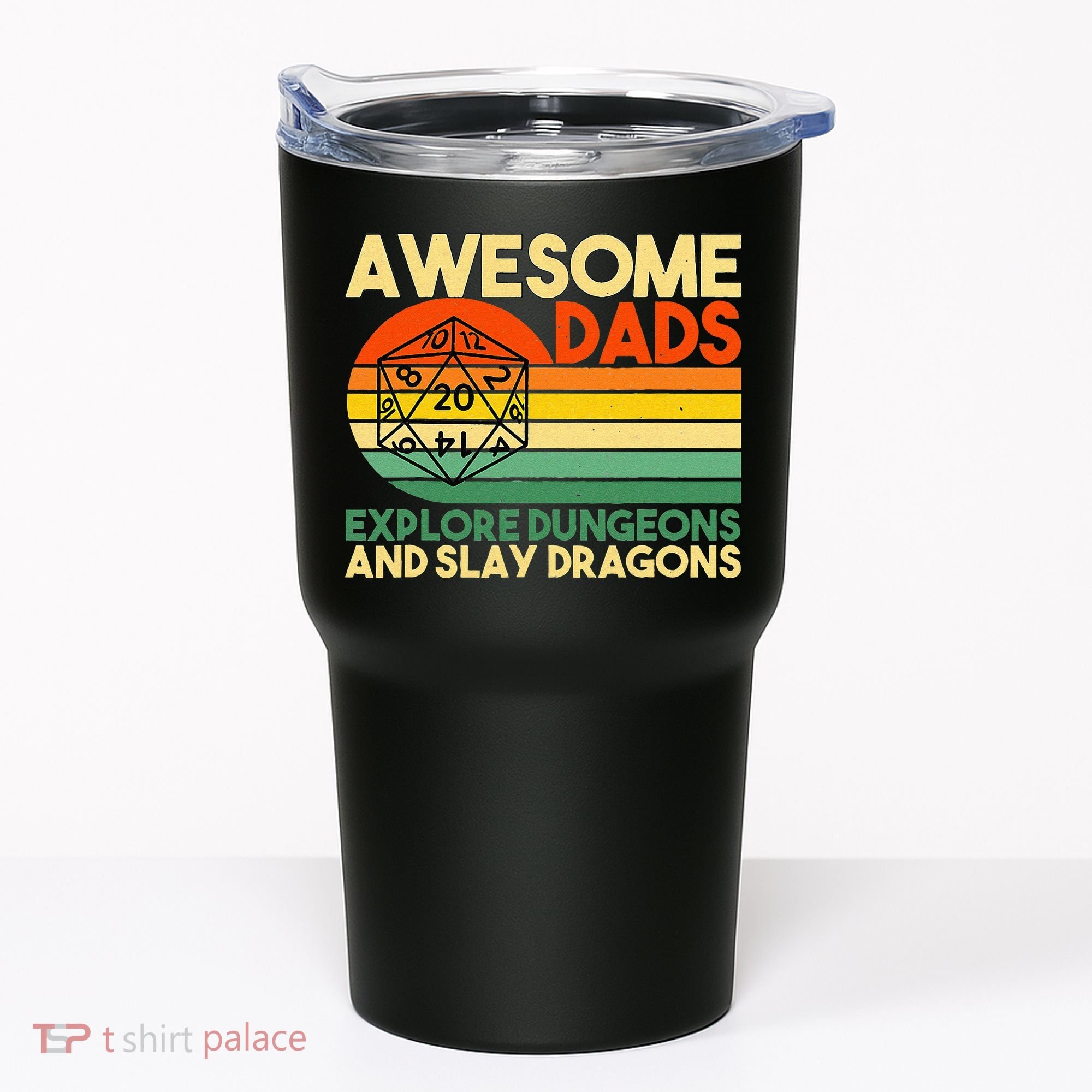 Awesome Dads Explore Dungeons DM RPG Dice Dragon Tumbler