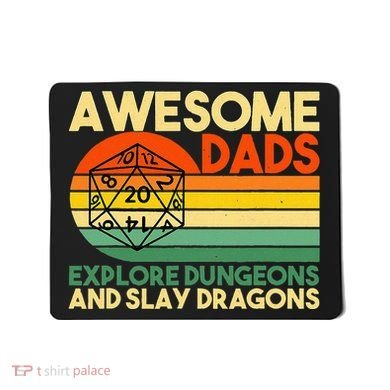 Awesome Dads Explore Dungeons DM RPG Dice Dragon Mousepad