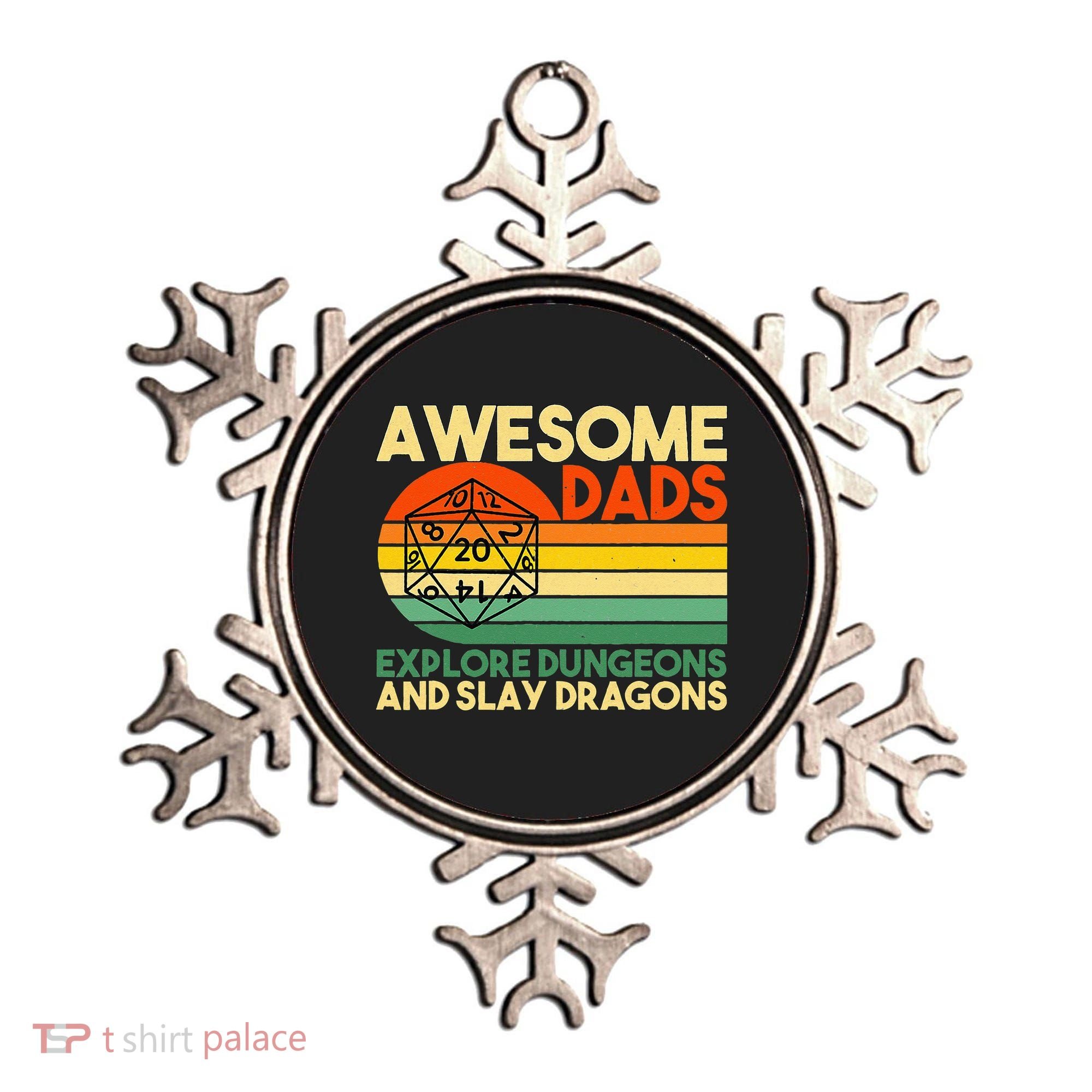 Awesome Dads Explore Dungeons DM RPG Dice Dragon Ornament