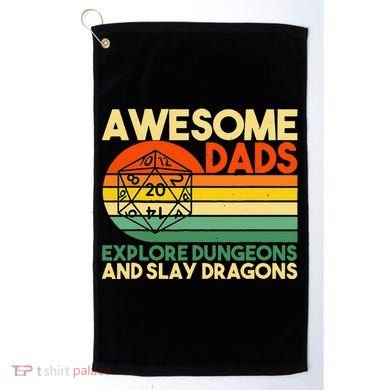 Awesome Dads Explore Dungeons DM RPG Dice Dragon Golf Towel