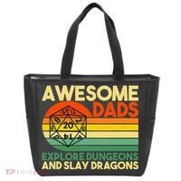 Awesome Dads Explore Dungeons DM RPG Dice Dragon Tote Bag thumb 0