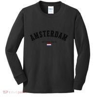 Amsterdam Dutch Flag Souvenir Netherlands Travel Patriotic Kids Long Sleeve Shirt thumb 0