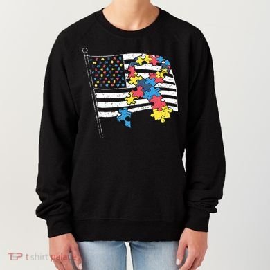 American Distressed Flag Autism Awareness Women's Sweatshirt