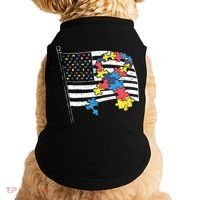American Distressed Flag Autism Awareness Doggie Tank thumb 0