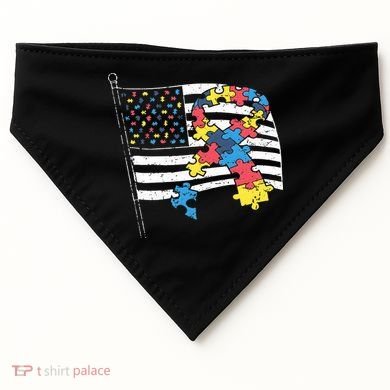 American Distressed Flag Autism Awareness USA-Made Doggie Bandana