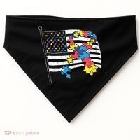 American Distressed Flag Autism Awareness USA-Made Doggie Bandana thumb 0