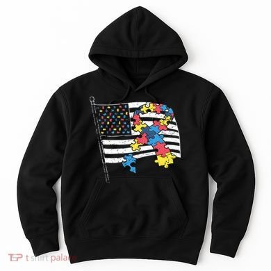 American Distressed Flag Autism Awareness Hoodie