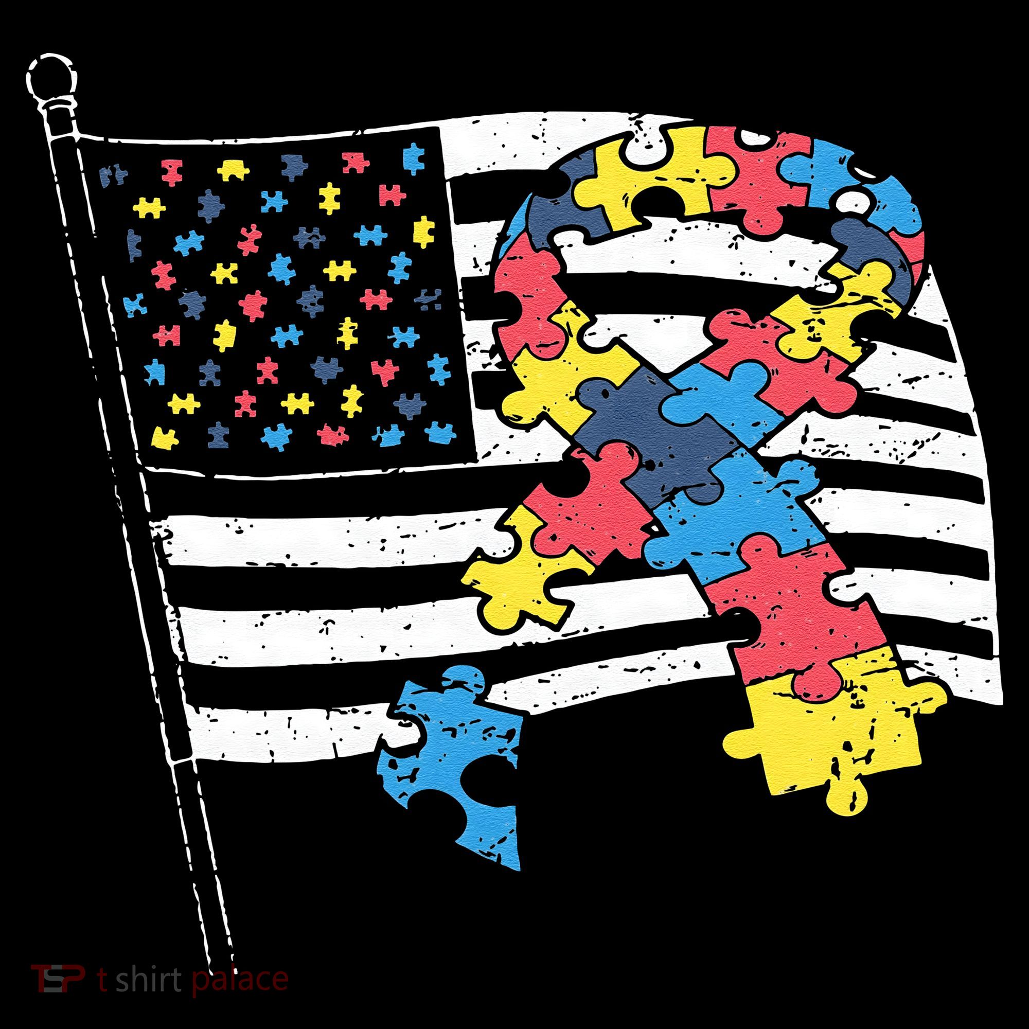 American Distressed Flag Autism Awareness Hoodie