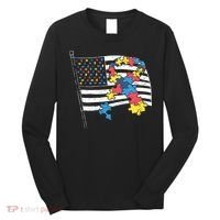 American Distressed Flag Autism Awareness Long Sleeve Shirt thumb 0