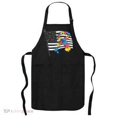 American Distressed Flag Autism Awareness Apron