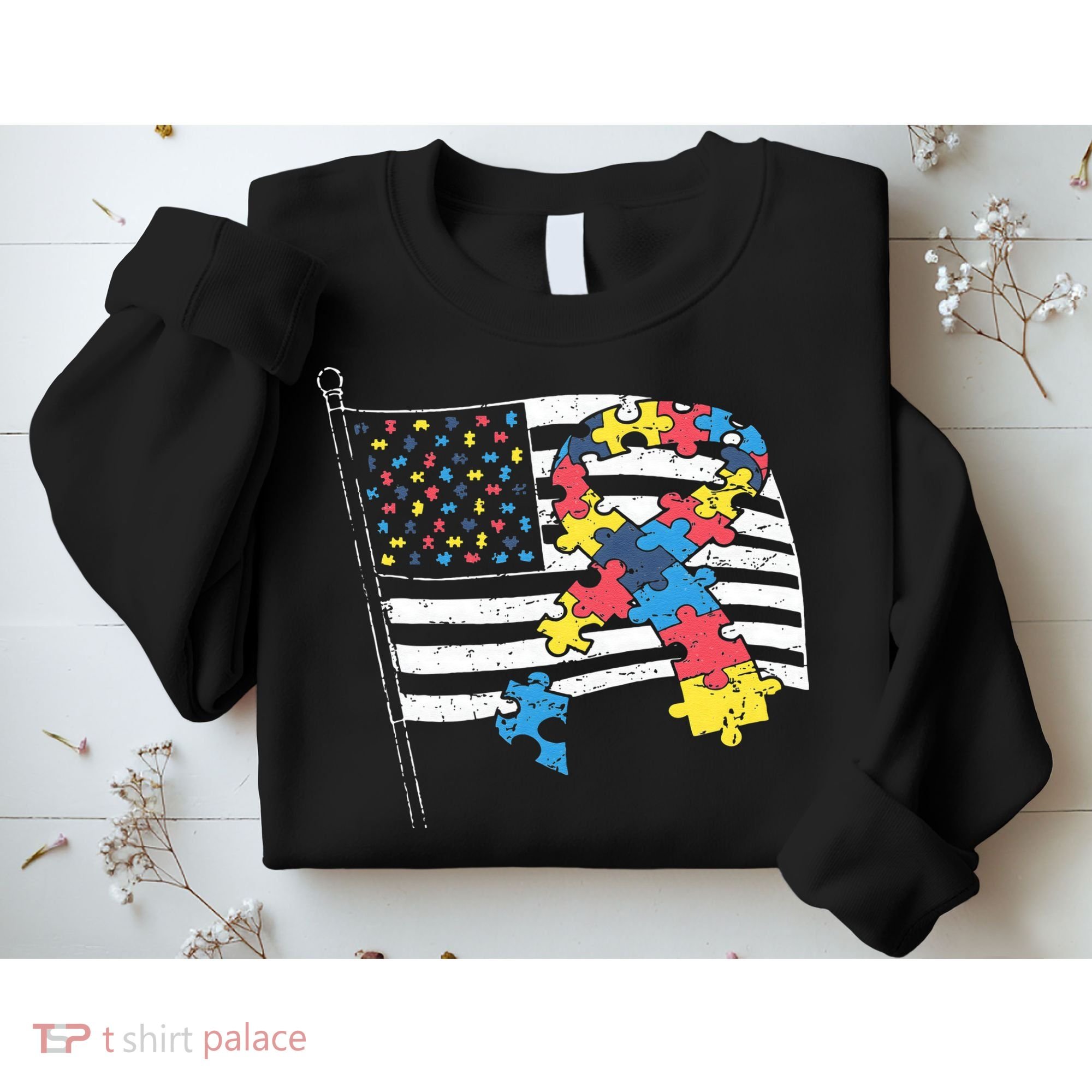 American Distressed Flag Autism Awareness Sweatshirt