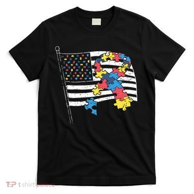 American Distressed Flag Autism Awareness T-Shirt