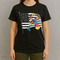 American Distressed Flag Autism Awareness T-Shirt thumb 4
